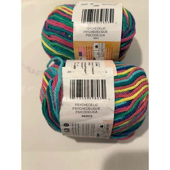 Lot of 2 Peaches n Cream Yarn 2oz/95y Each Cotton Color PSYCHEDELIC Multicolor - Picture 5 of 7